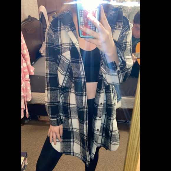 Forever 21 flannel pattern button up coat! - Picture 2 of 5